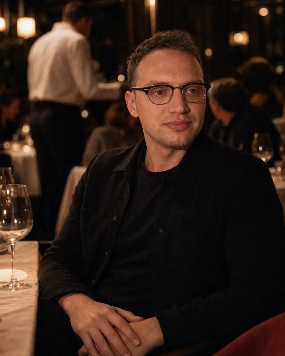Aron in einem Restaurant während des Abendservice